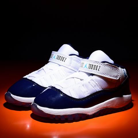 Nike Air Jordan 11 Kids Shoes Navy White-03 - Click Image to Close